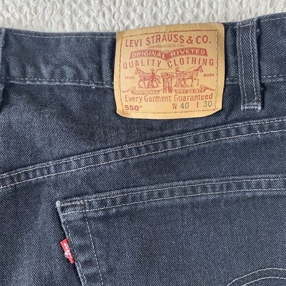Levi's 550 40 X 30 Red Tab Black Jeans Relaxed Fit Pants EUC VINTAGE USA Made - Picture 5 of 8